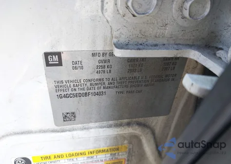 2011 Buick Lacrosse Cxl from USA, damaged, VIN 1G4GC5ED0BF104031